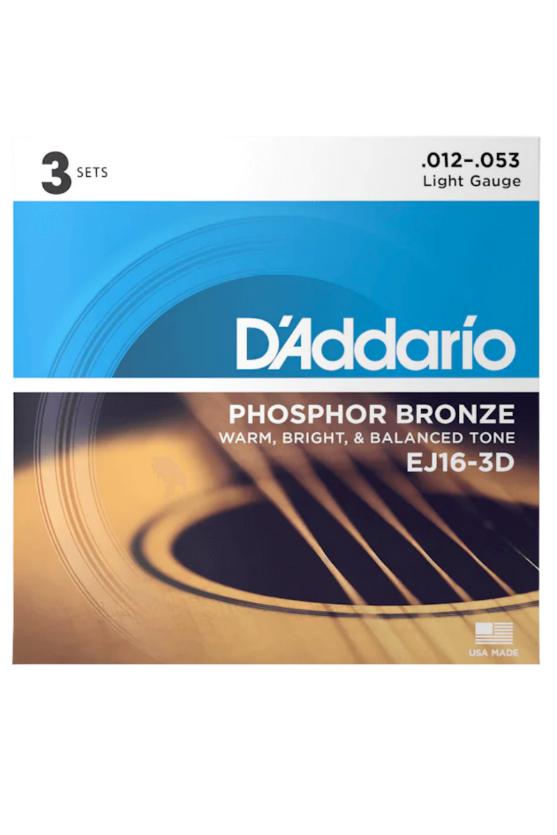 D'Addario Phosphor Bronze 12-53 Acoustic 3-Pack