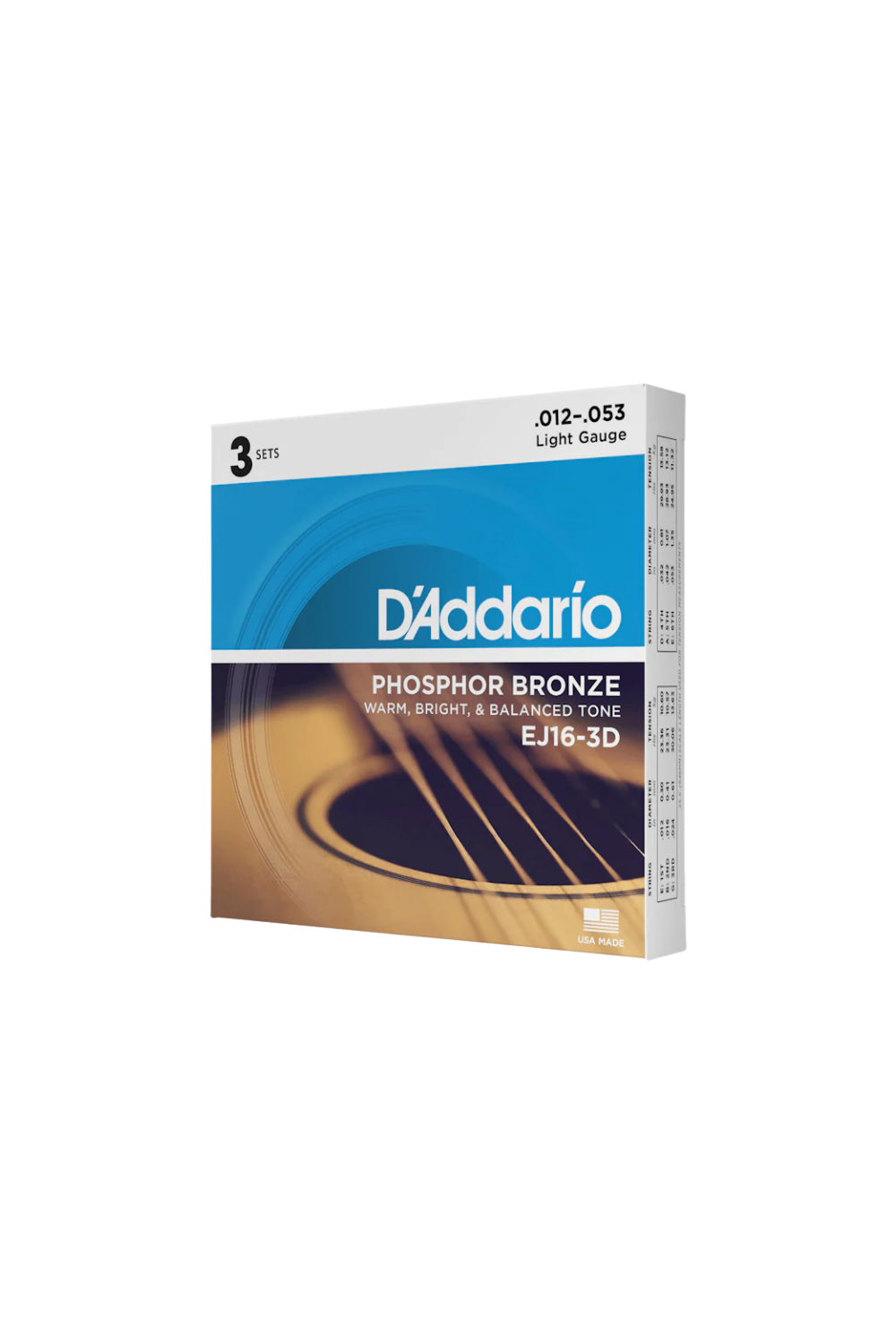 D'Addario Phosphor Bronze 12-53 Acoustic 3-Pack