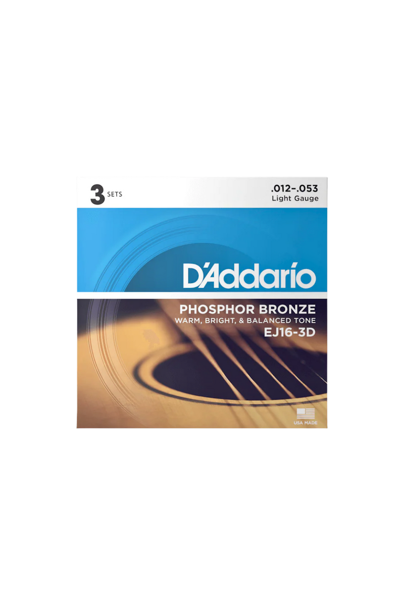 D’Addario Phosphor Bronze Acoustic 12–53 - 3 Pack