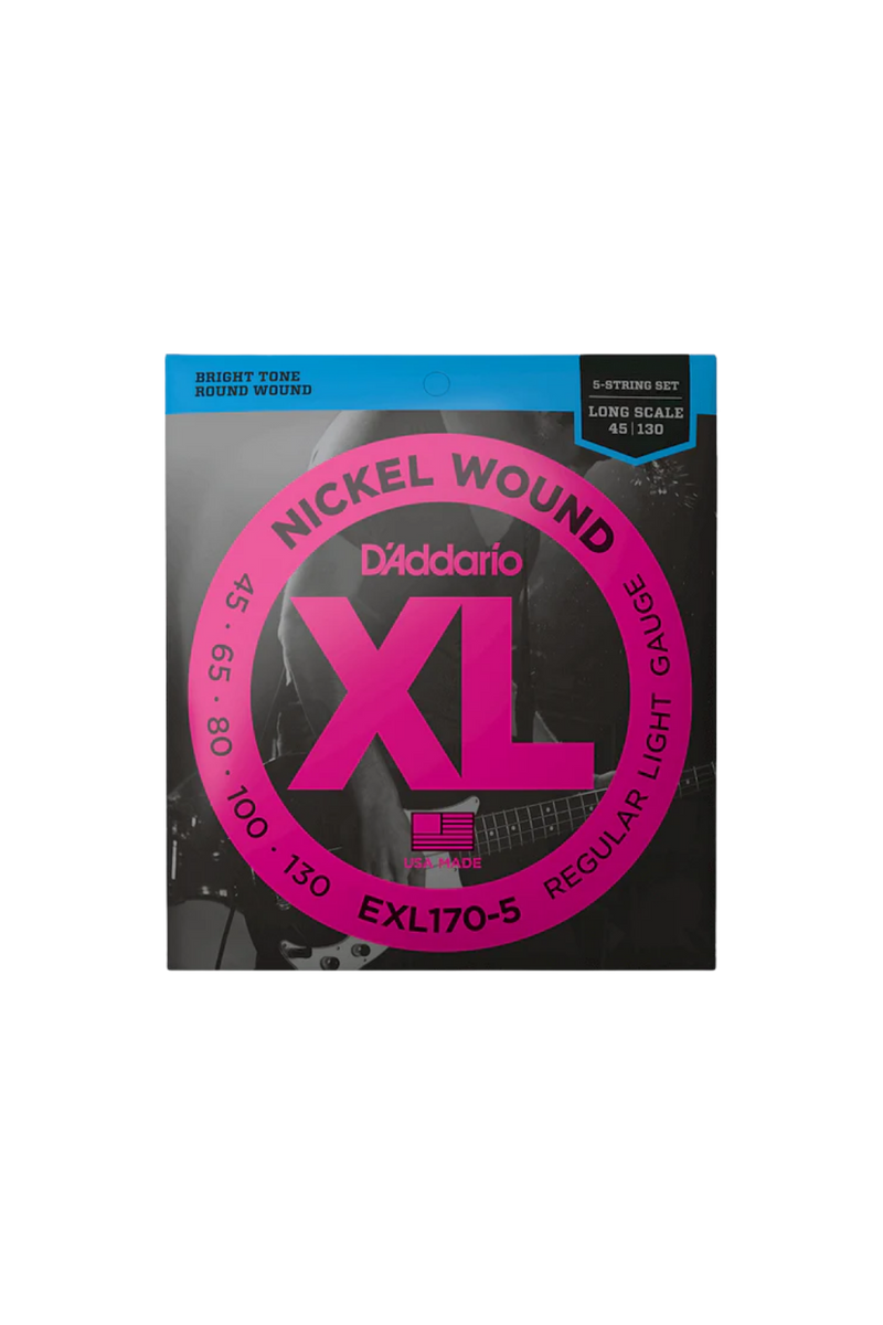 D’Addario XL Nickel 5-Strings Bass 45–130