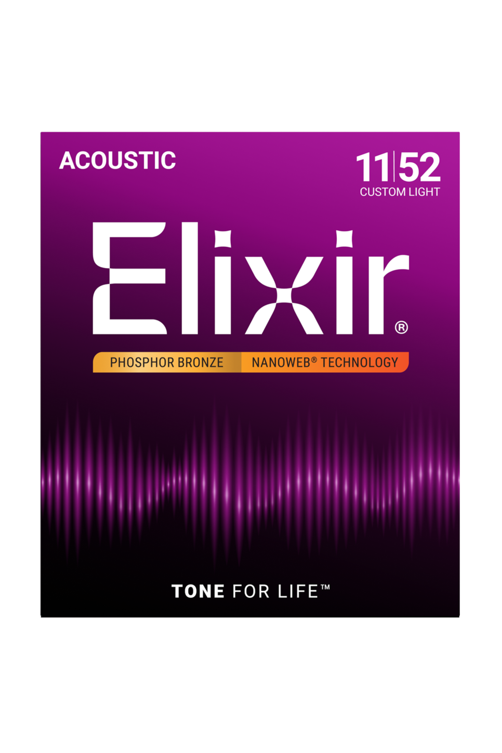 Elixir NANOWEB Acoustic Phosphor Bronze Strings Custom Light 11–52