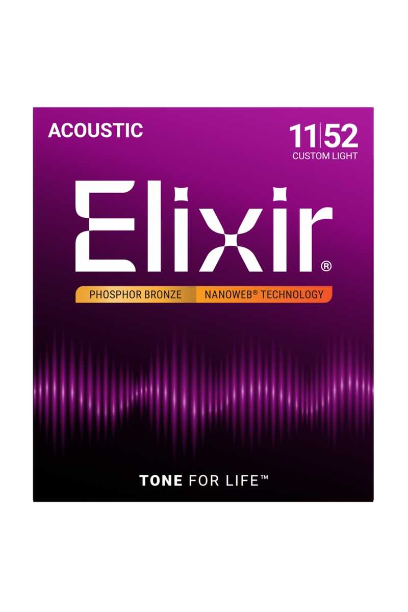 Elixir NANOWEB Acoustic Phosphor Bronze Strings Custom Light 11–52